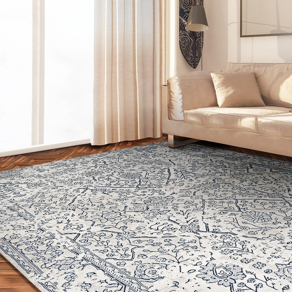 Couristan Marina Lillian Oyster Slate Blue Runner Rug 22 X 710 Runner
