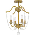 Sunday 4 Light Semi Flush Mount In Aged Brass