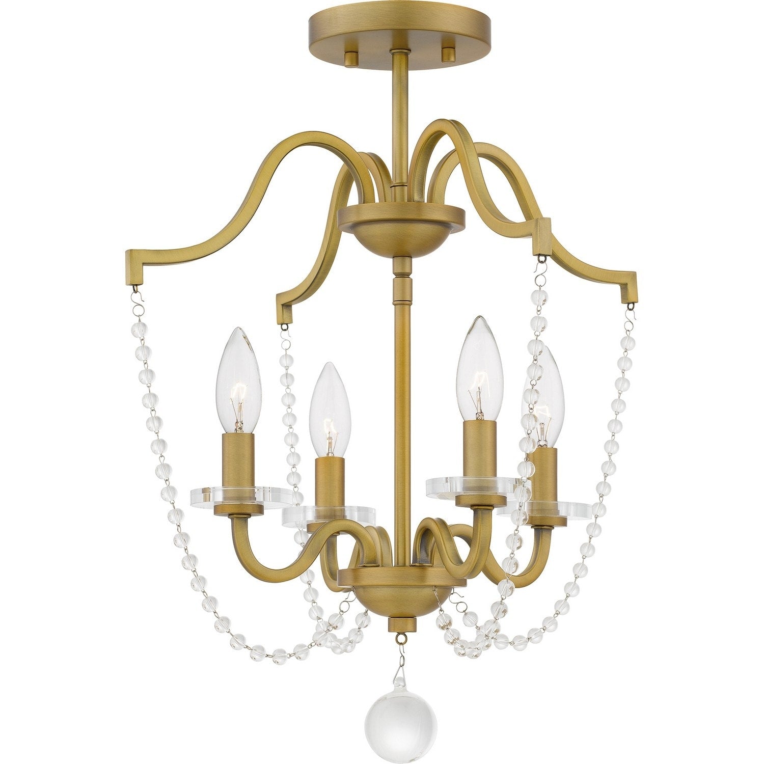 Sunday 4 Light Semi Flush Mount In Aged Brass