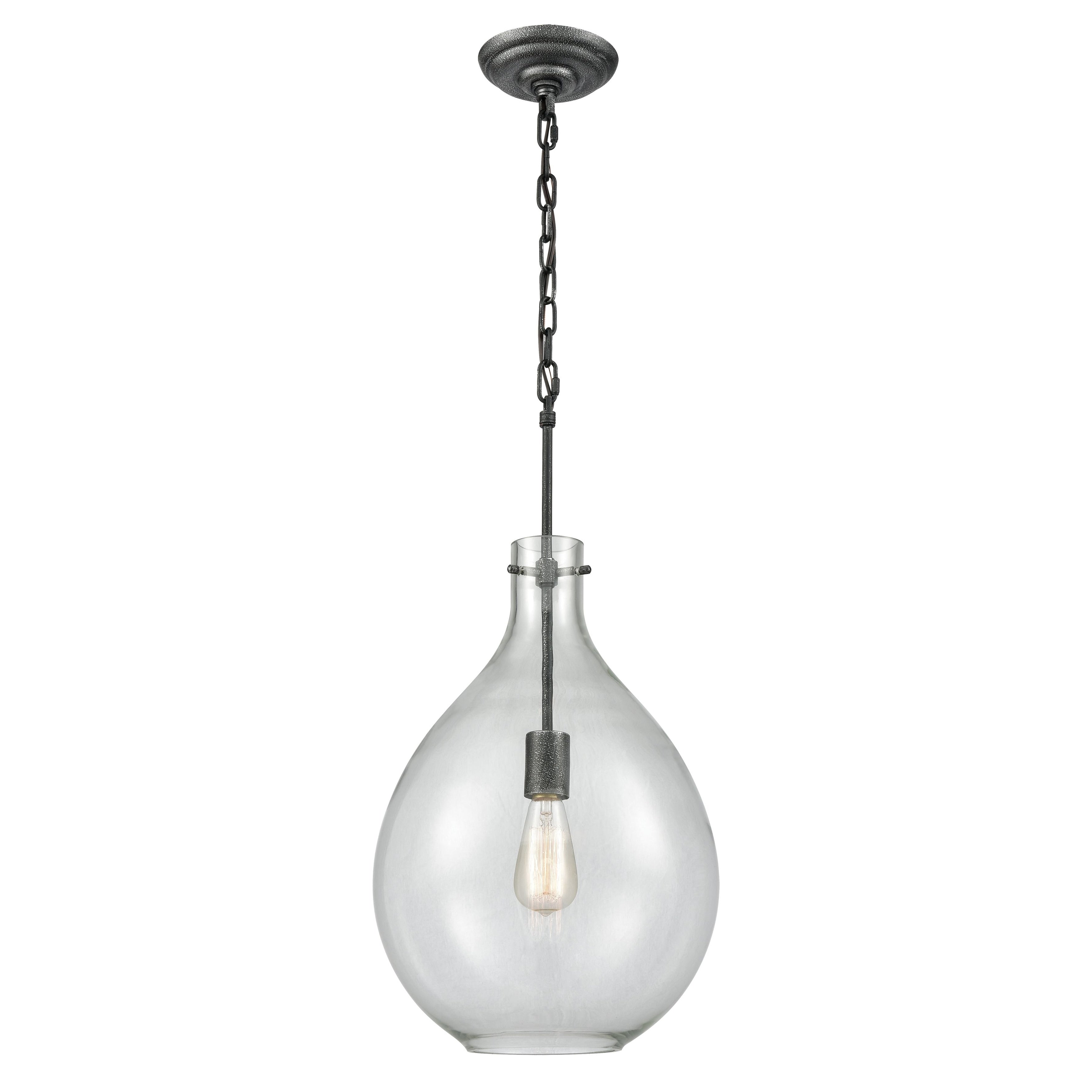 Sunderland 12 Inch Wide 1 Light Mini Pendant In Silvered Graphite 12In W X 12In D X 24In H