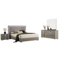 Suni 4Pc Complete Queen Bedroom Set W Led Headboard Light Taupe Gray