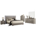 Suni 5Pc Queen Bedroom Set W Led Headboard Light Taupe Gray Tall Dresser