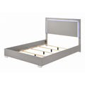 Suni King Size Bed W Led Headboard Light Taupe Gray Wood Frame