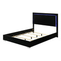 Suni King Size Bed W Led Headboard Piano Black Wood Frame