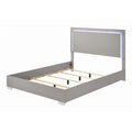 Suni Queen Size Bed W Led Headboard Light Taupe Gray Wood Frame