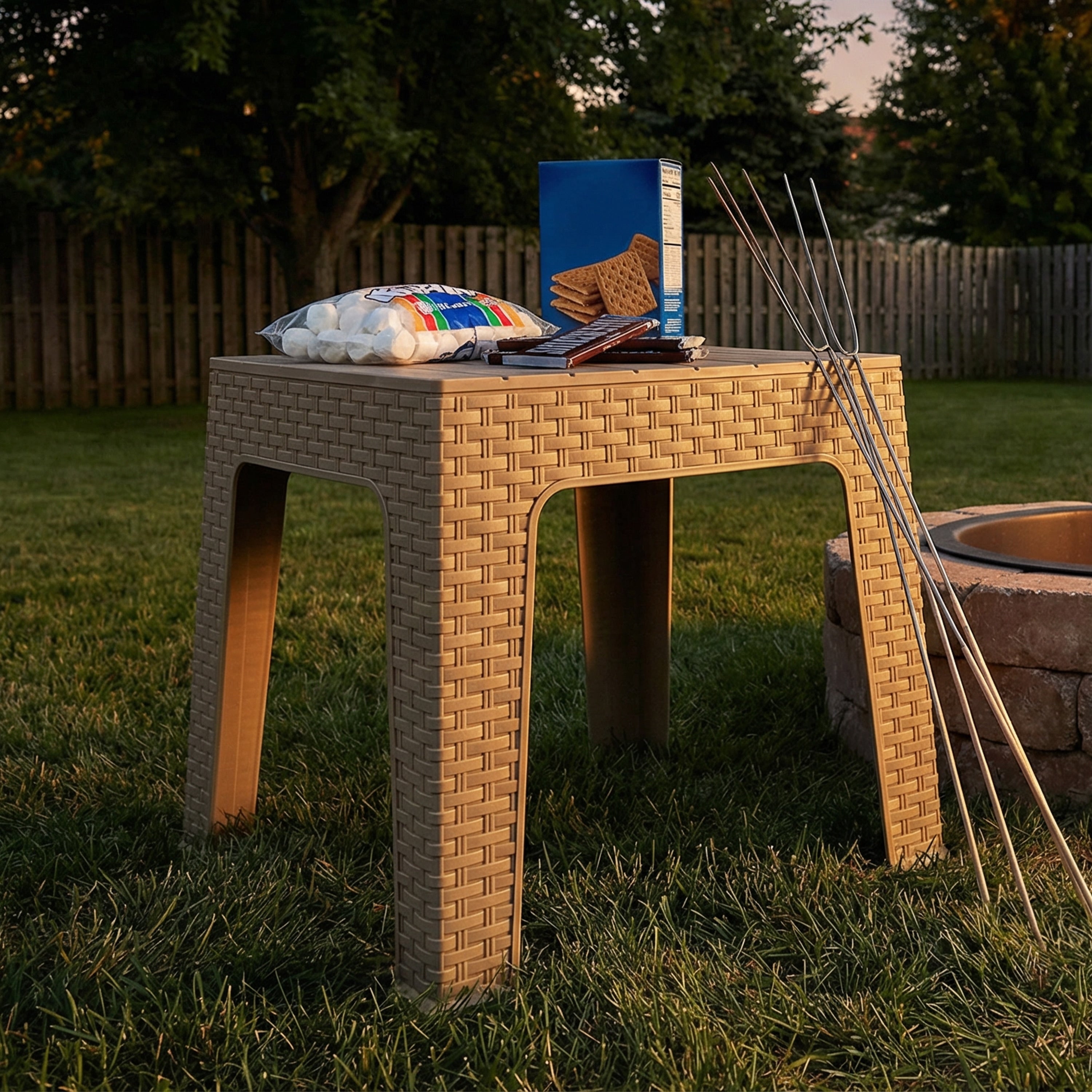 Sunnydaze 17.75 Square Outdoor Side Table Beige Set Of 4