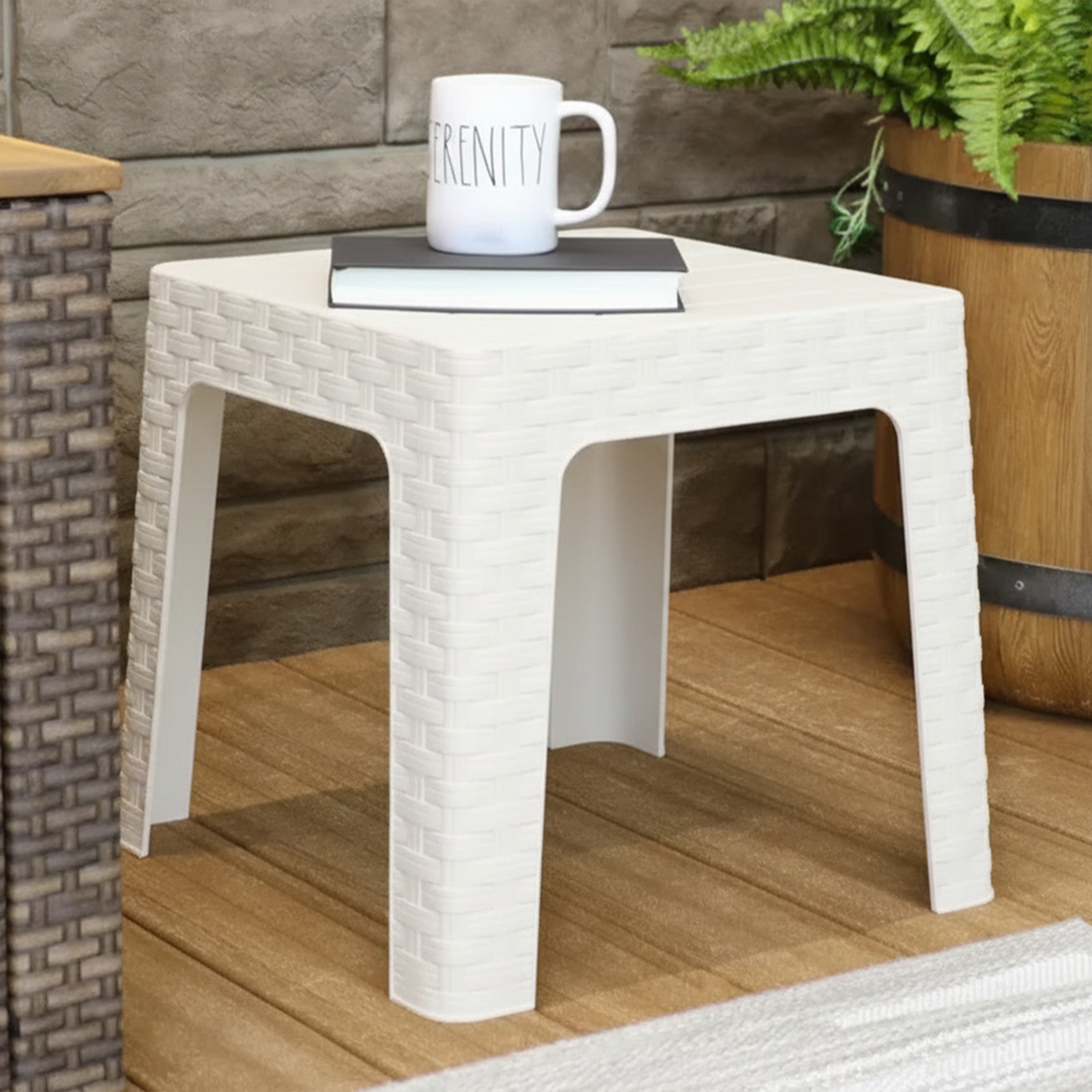Sunnydaze 17.75 Square Outdoor Side Table White Set Of 2