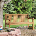 Sunnydaze Teak Outdoor Patio Garden Bench Mission Style 2 Person 59 Inch