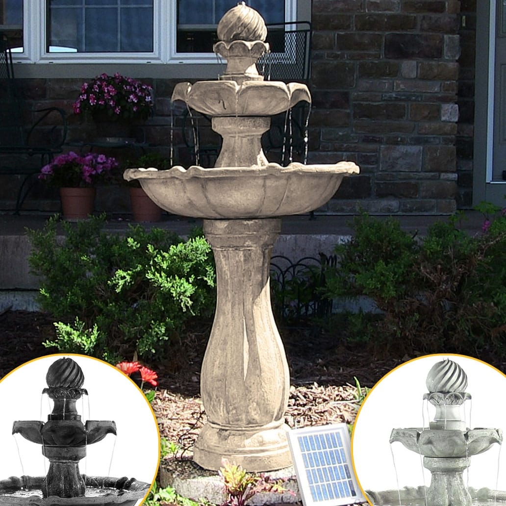 Sunnydaze 2 Tier Arcade Solar On Demand Water Fountain W Light Choose Color