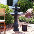 Sunnydaze Pineapple 2 Tier Water Fountain Solar On Demand Black 46 Inch