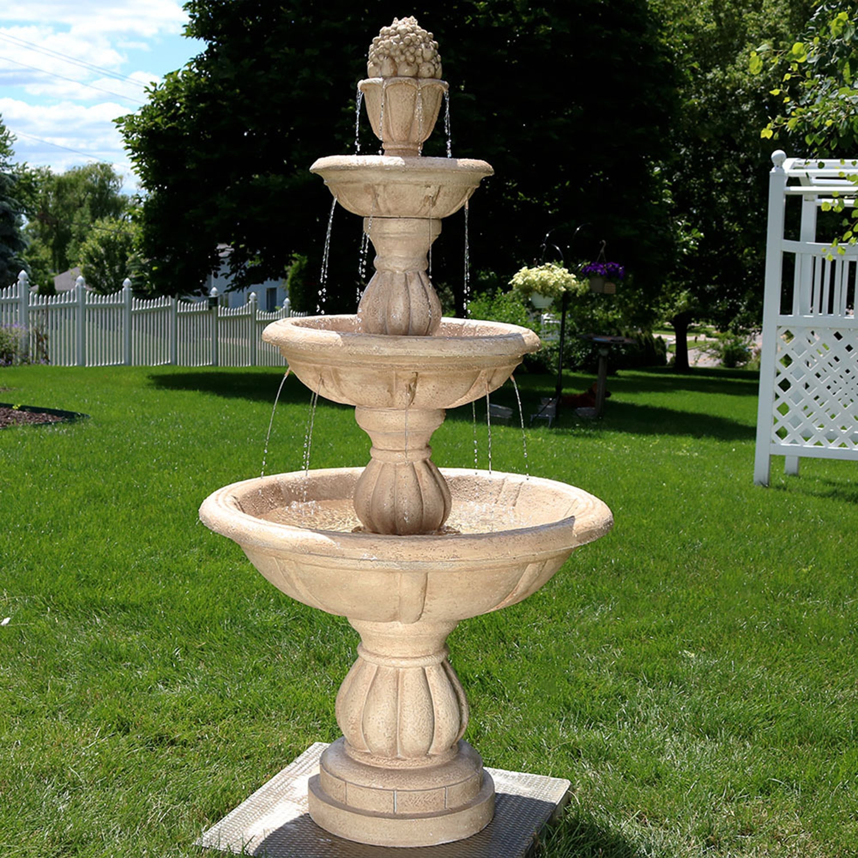 Sunnydaze 3 Tier Cornucopia Outdoor Backyard Garden Water Fountain 61 Inch