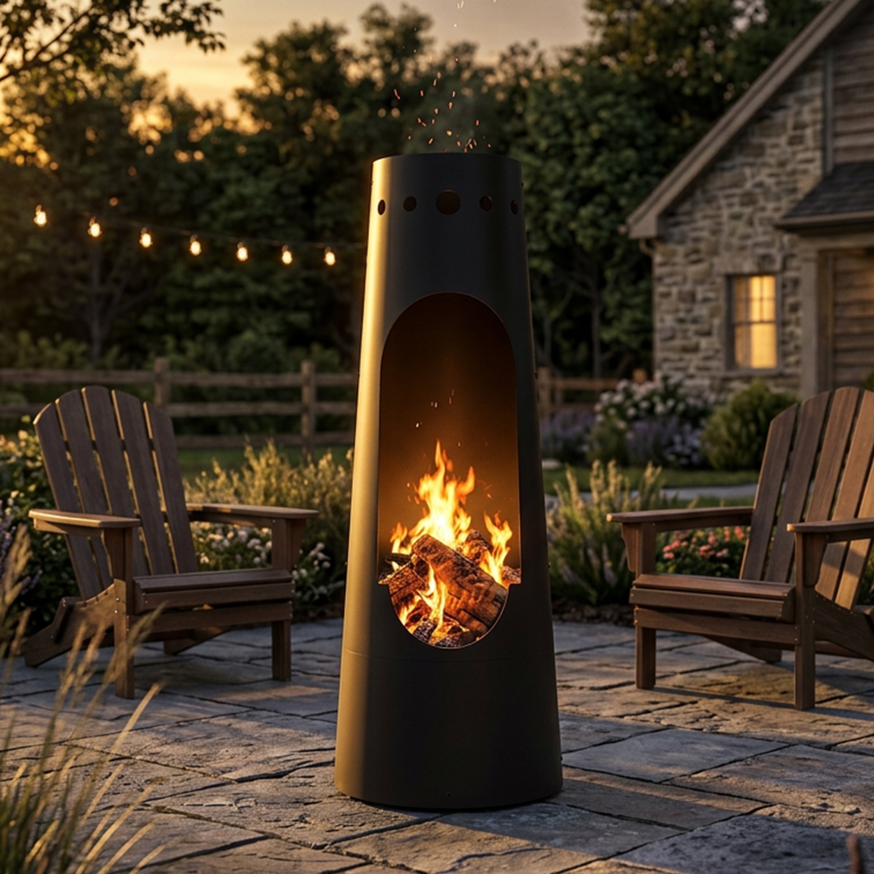 Sunnydaze 50 Santa Fe Chiminea Outdoor Fireplace