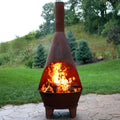 Sunnydaze Rustic Chiminea Outdoor Wood Burning Fireplace Fire Pit 6 Foot