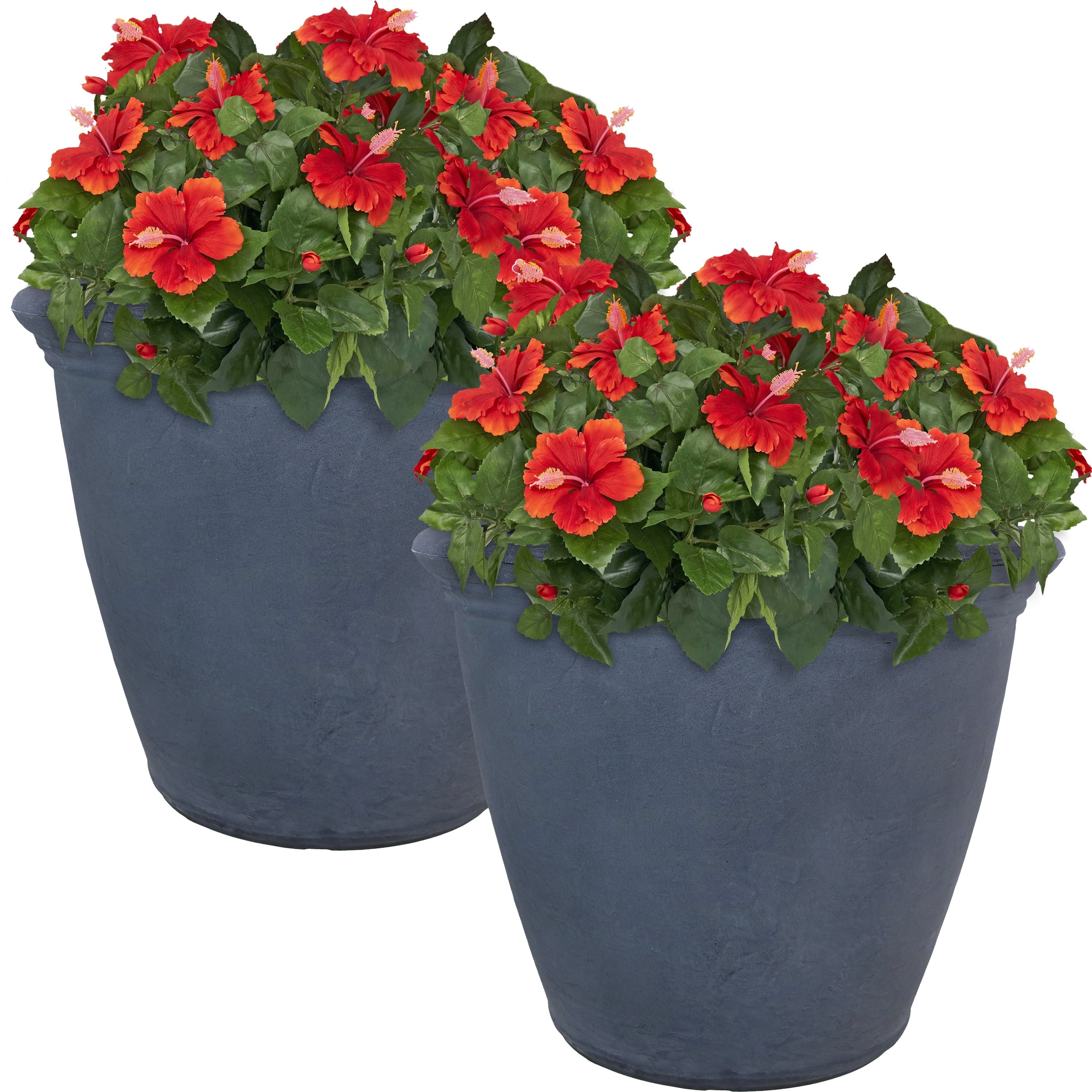 Sunnydaze Anjelica Outdoor Flower Pot Planter Slate Finish 20 Inch 2 Pack