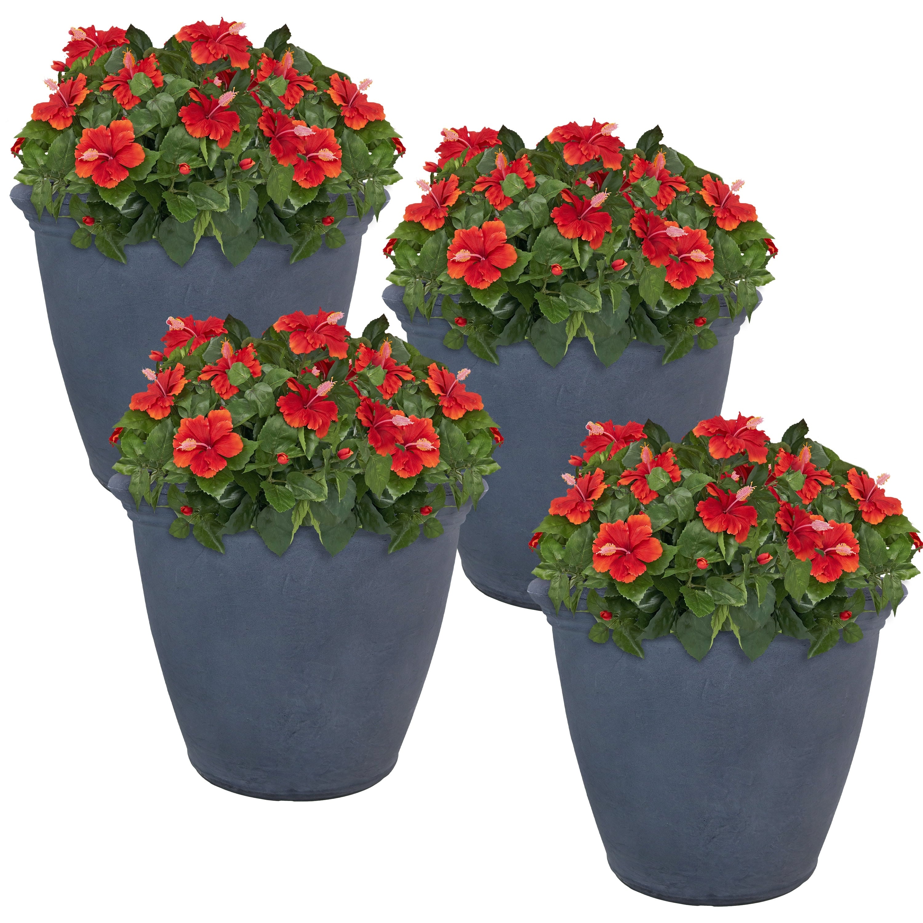 Sunnydaze Anjelica Outdoor Flower Pot Planter Slate Finish 20 Inch 4 Pack