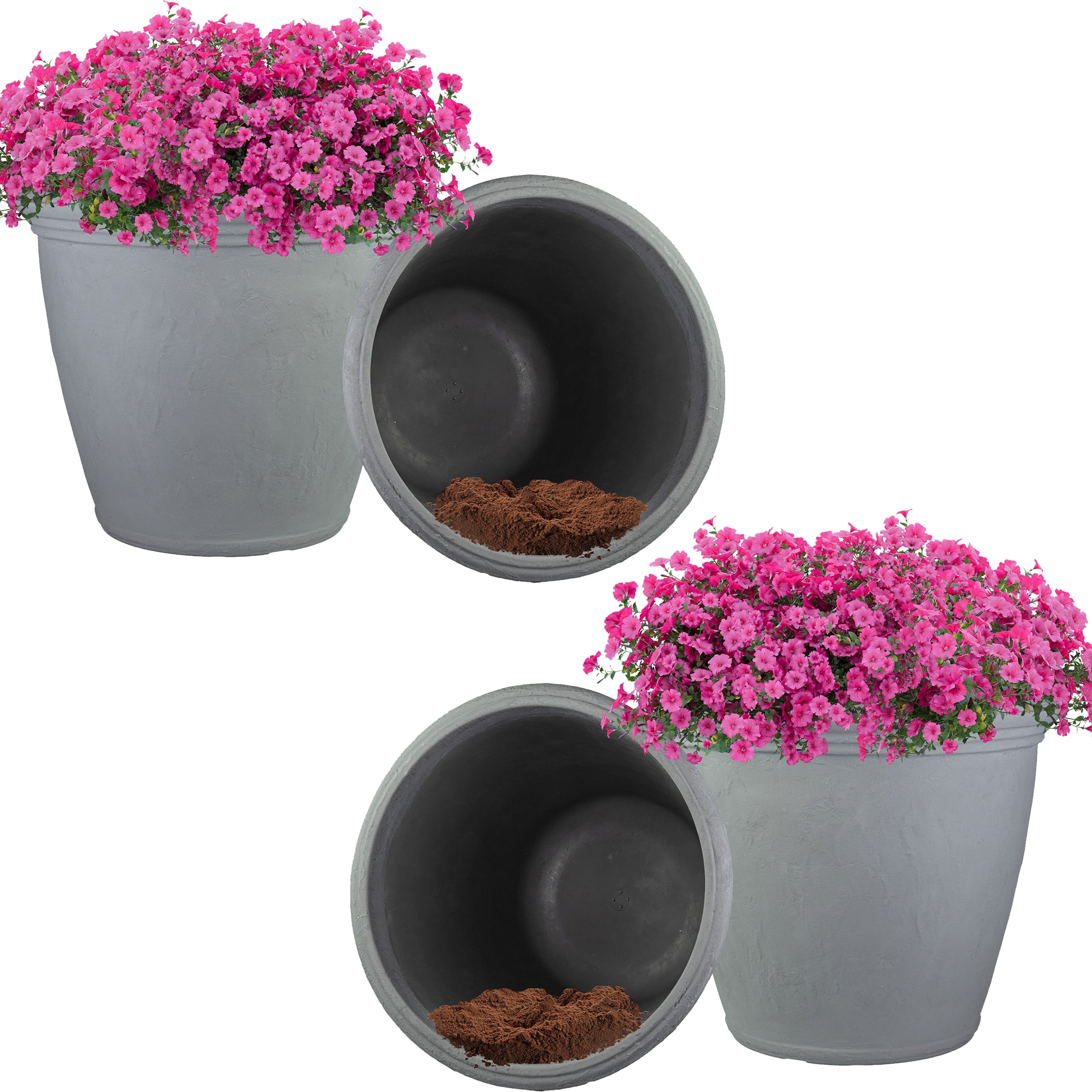 Sunnydaze Anjelica Polyresin Large Round Outdoor Planter 24 Set Of 4 20 In