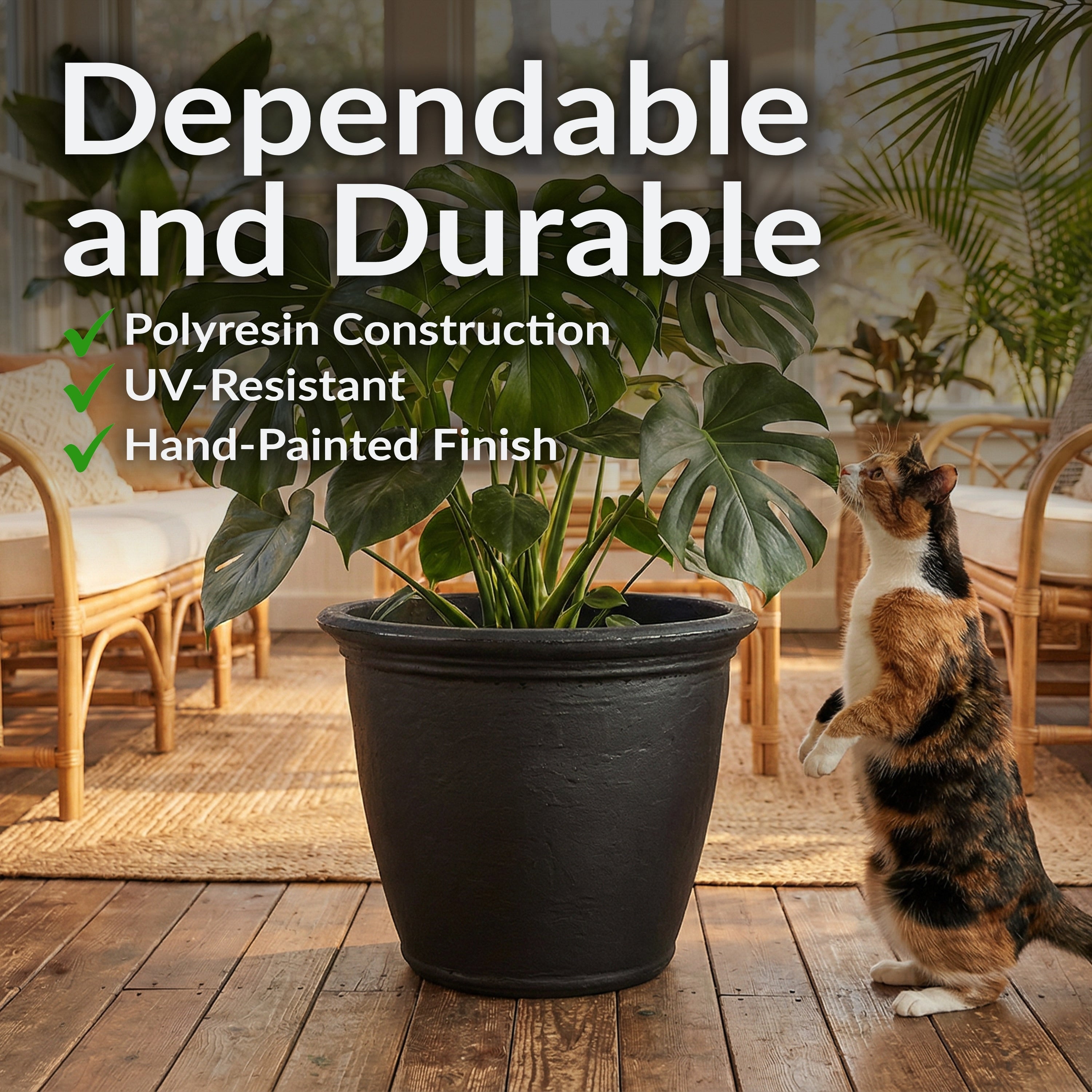 Sunnydaze Anjelica Polyresin Large Round Outdoor Planter