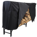 Sunnydaze Black Outdoor Waterproof Firewood Log Rack And Cover 8 Foot