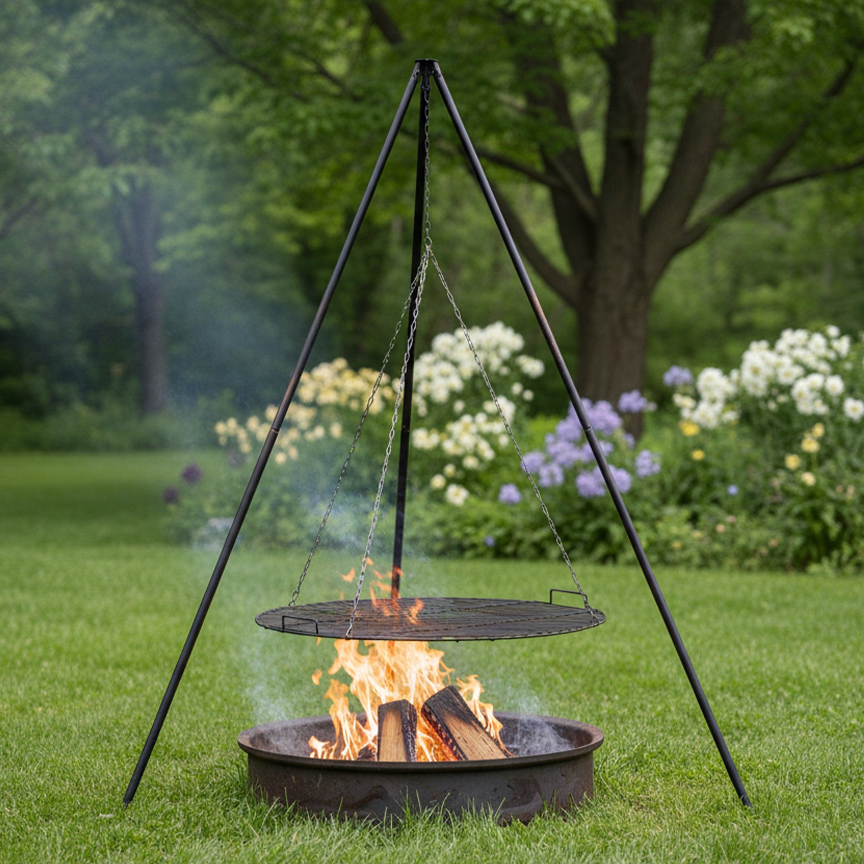 Sunnydaze Campfire Tripod With Grill Grate 30 Diameter