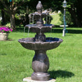 Sunnydaze Classic Tulip 3 Tier 46 Inch Outdoor Water Fountain Dark Brown