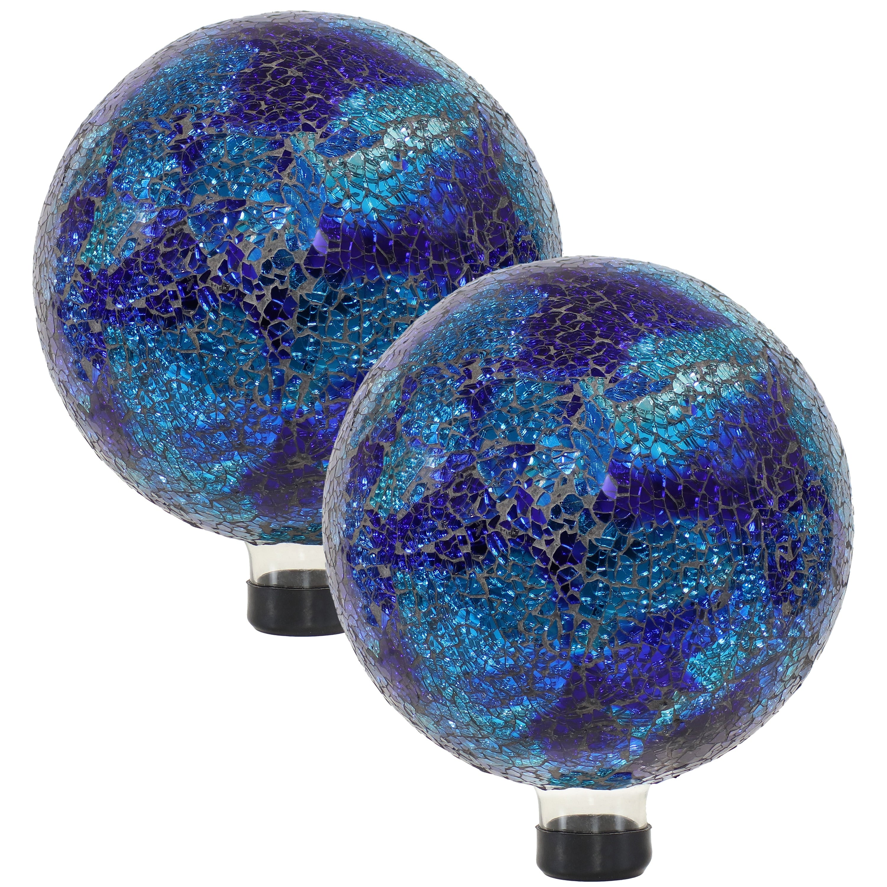 Sunnydaze Deep Ocean Swirl Glass Gazing Globe Ball 10 Set Of 2