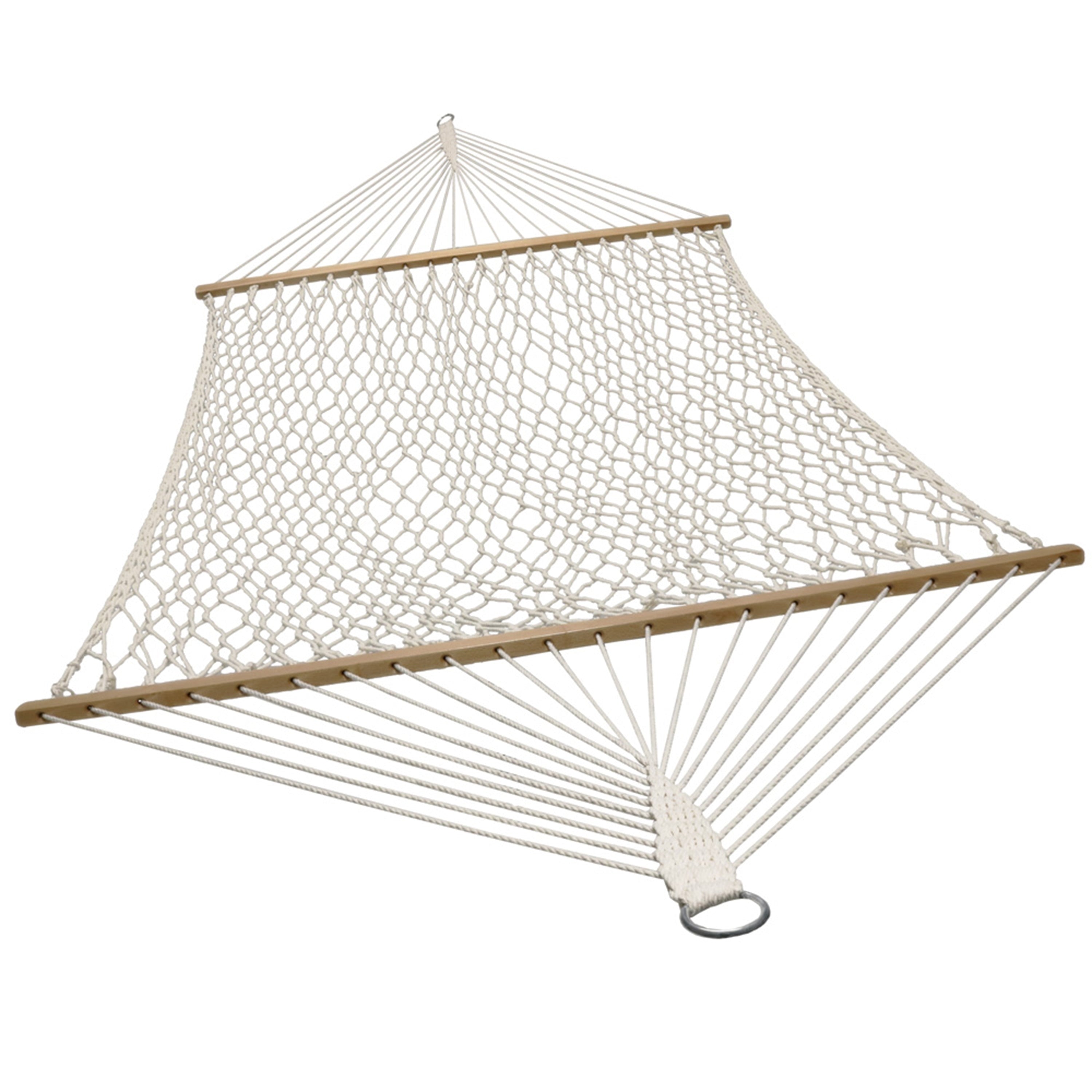 Sunnydaze 2 Person Cotton Spreader Bar Rope Hammock 450 Pound Weight Capacity