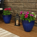 Sunnydaze Resort Ceramic Planter Set Of 2 Forest Lake Green 10 Inch