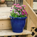 Sunnydaze Studio Glazed Ceramic Planter Set Of 2 11 Inch Imperial Blue