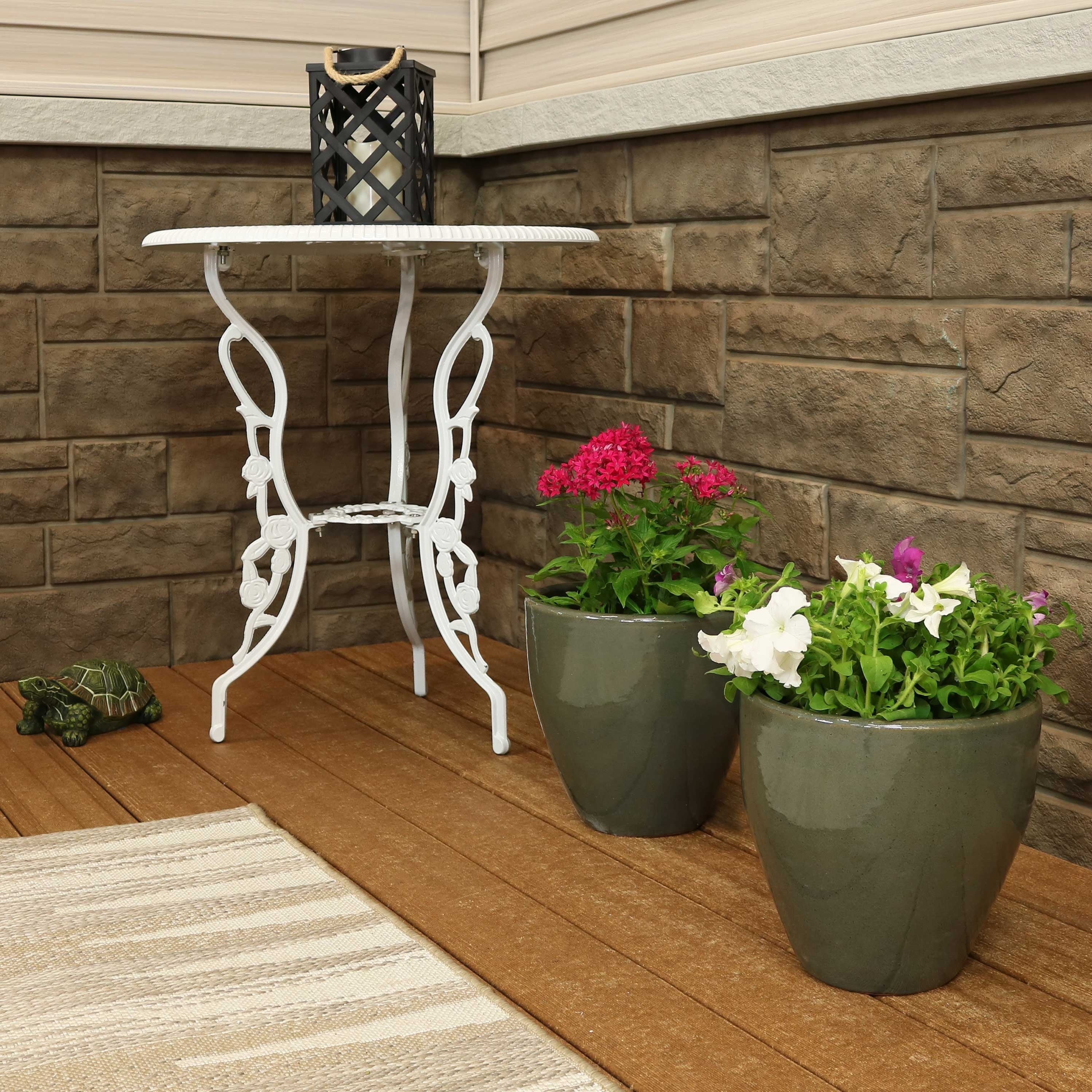 Sunnydaze Resort Ceramic Indoor Outdoor Planter Set Of 2 Gray 10 Inch