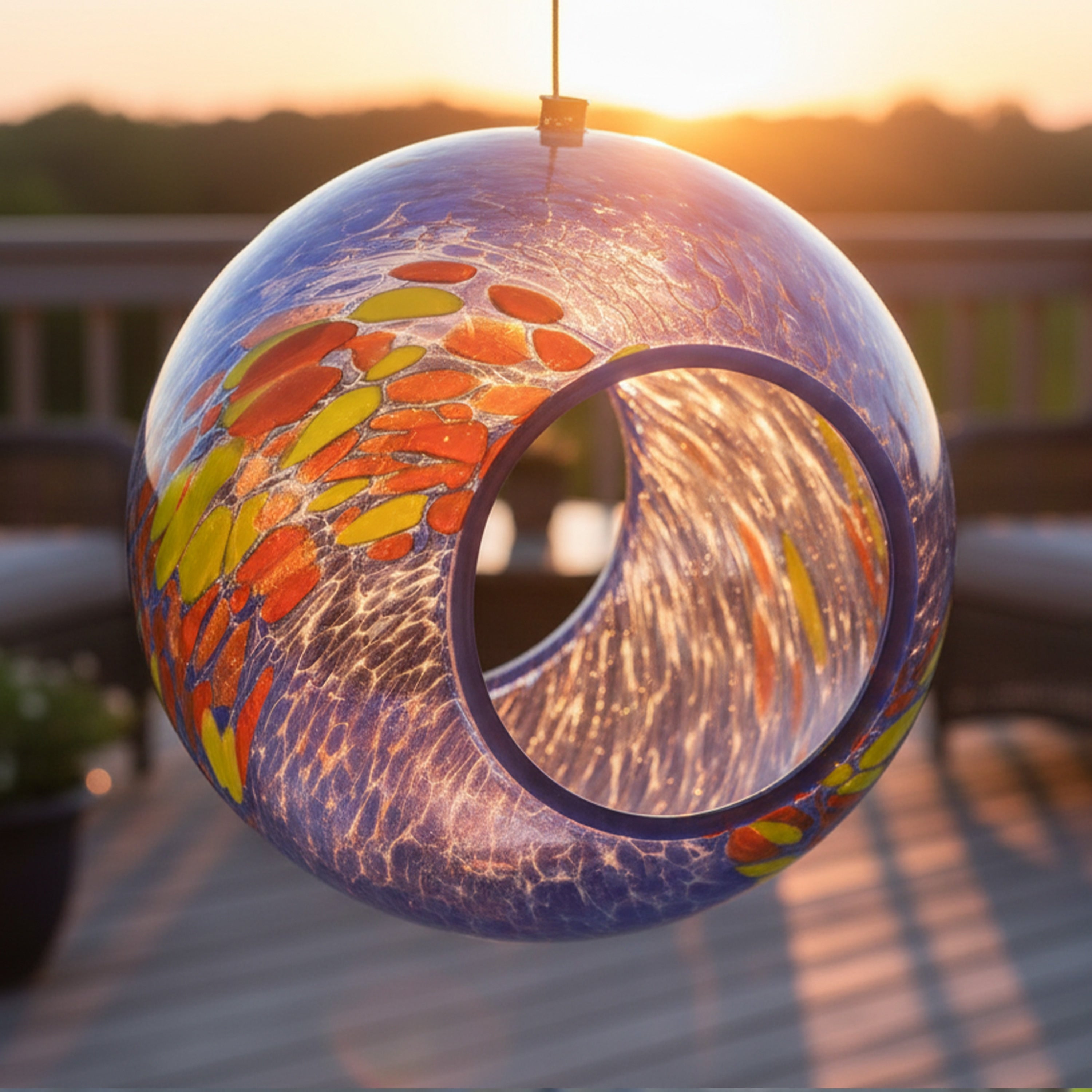 Sunnydaze Solar Bird Feeder With Glass Fly Through Design