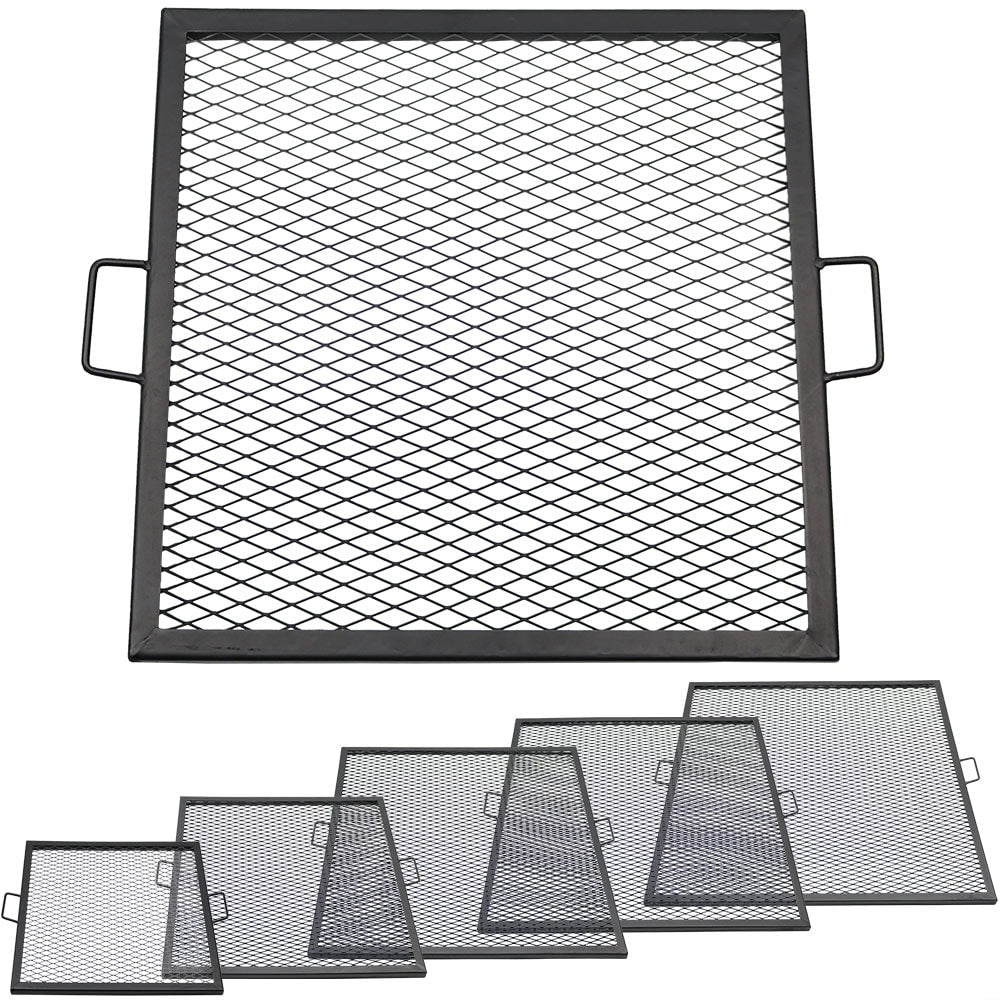 Sunnydaze X Marks Square Fire Pit Cooking Grill Multiple Sizes Available Black