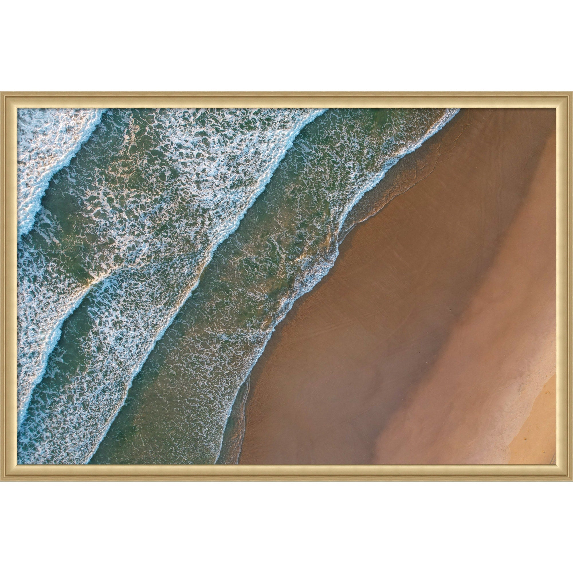 Sunrise Beach Waves By Martin Blahak Framed Mounted Canvas Wall Art Print