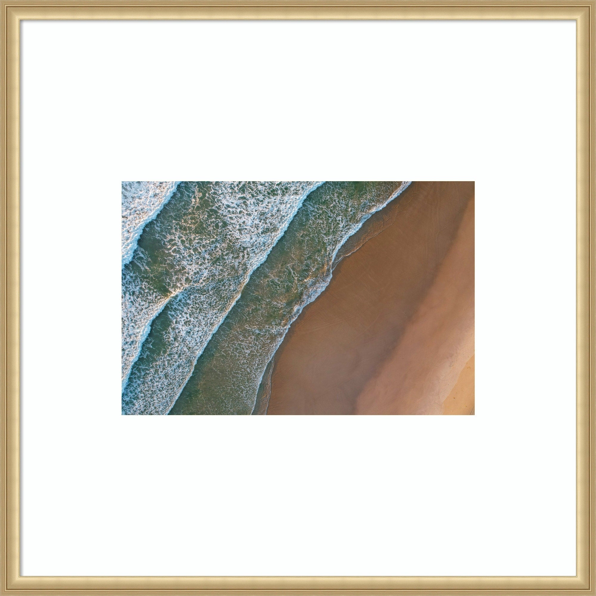 Sunrise Beach Waves By Martin Blahak Wood Framed Wall Art Print
