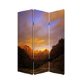 Sunset Plateau Print Foldable Canvas Screen With 3 Panels Multicolor