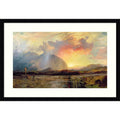 Sunset Vespers Old Rugged Cross By Thomas Moran Wood Framed Wall Art Print