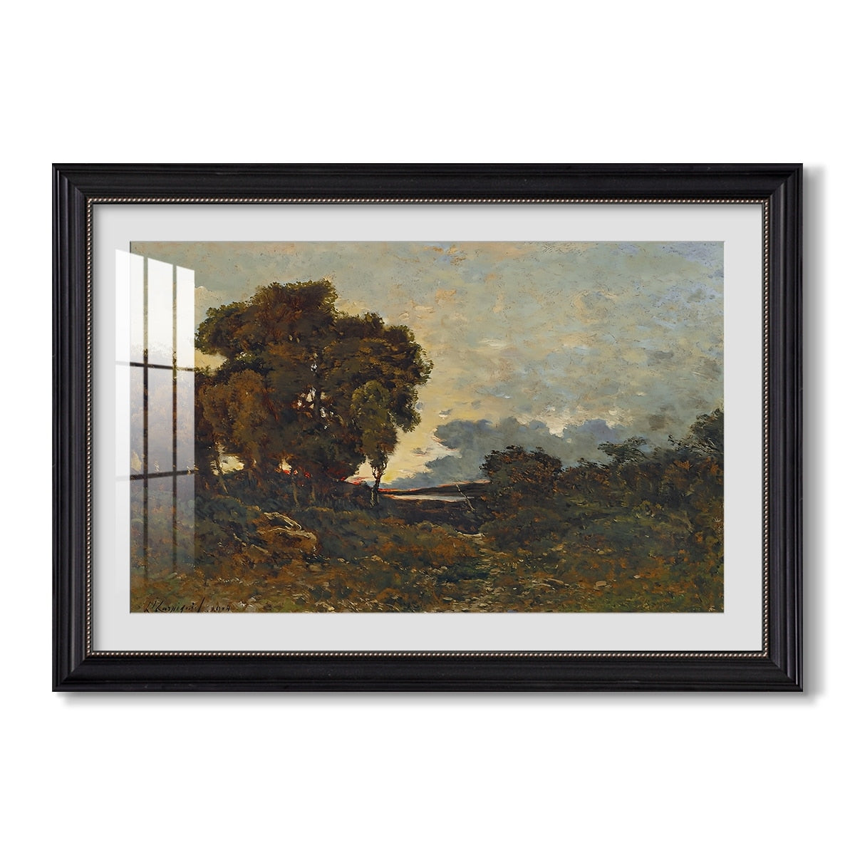 Sunset On The Allier 1904 Henri Harpignies Custom Framed Print