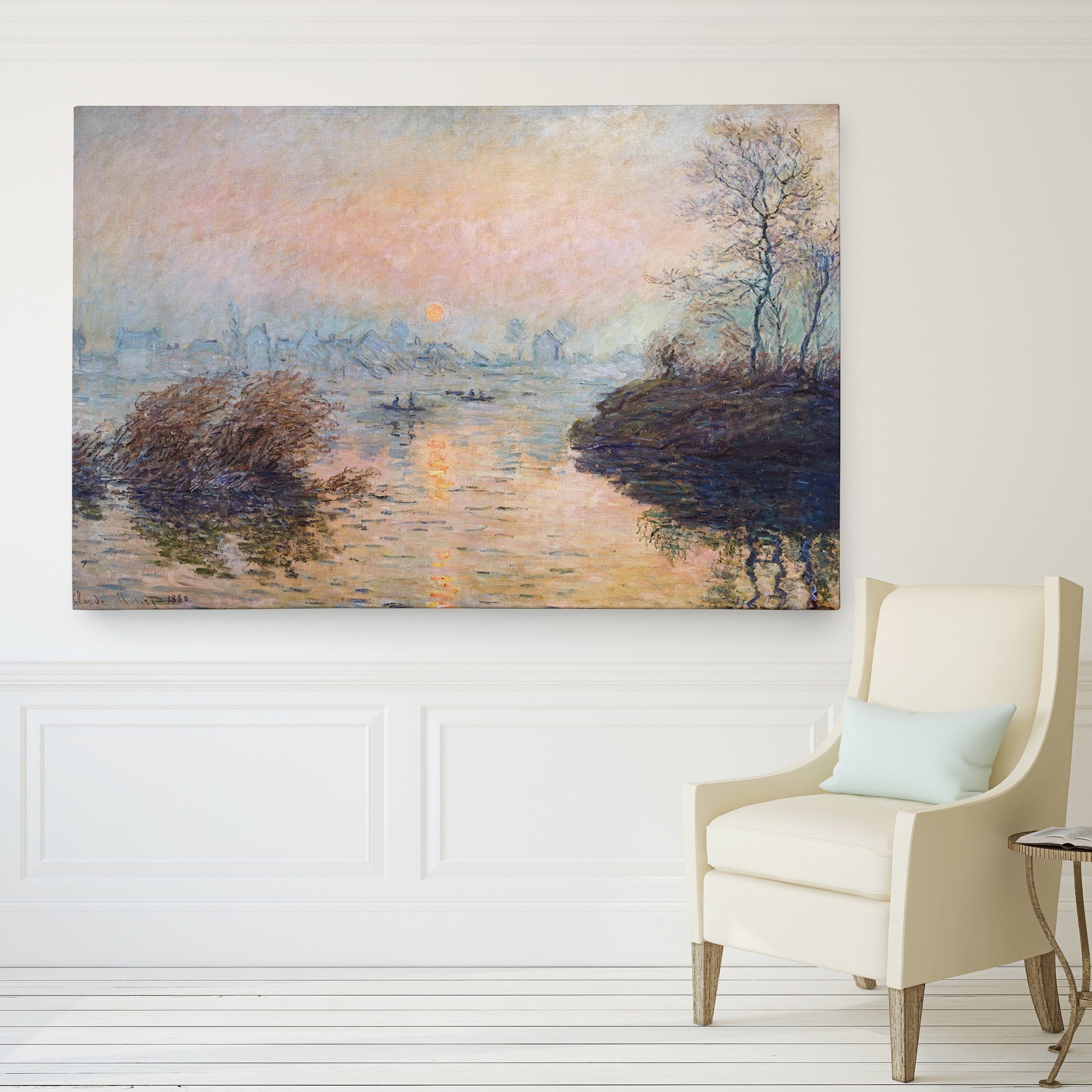 Claude Monet Sunset On The Seine Wrapped Canvas Art