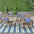Sunview Outdoor Acacia Wood Rocker Recliners With Side Table By Christopher Knight Home