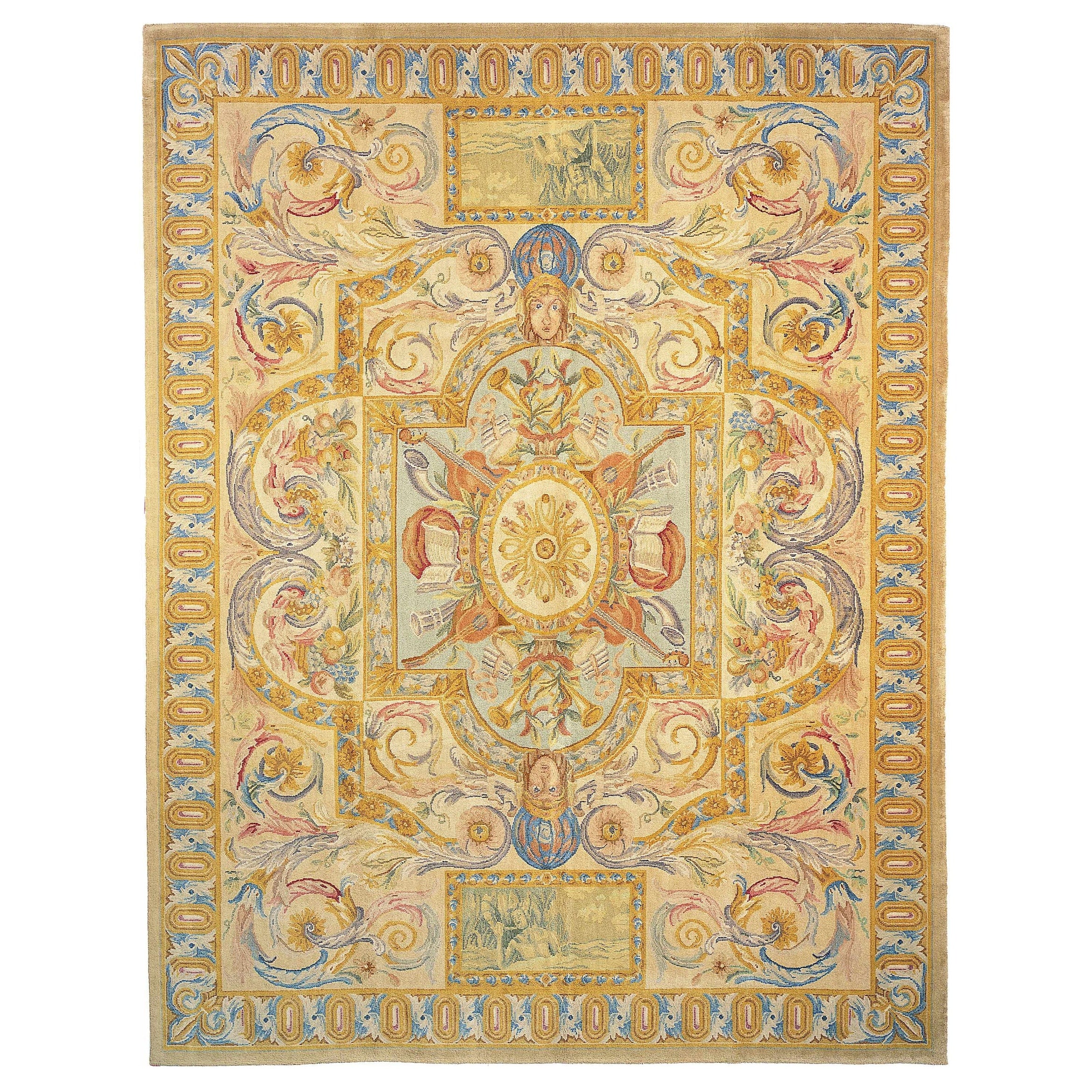 Super Fine Tabriz Hand Knotted New Zealand Wool Cream Area Rug 14 X 20
