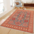 Super Fine Caucasian Kazak Cherise Green Beige Hand Knotted Wool Rug 82 X 102 82 X 102