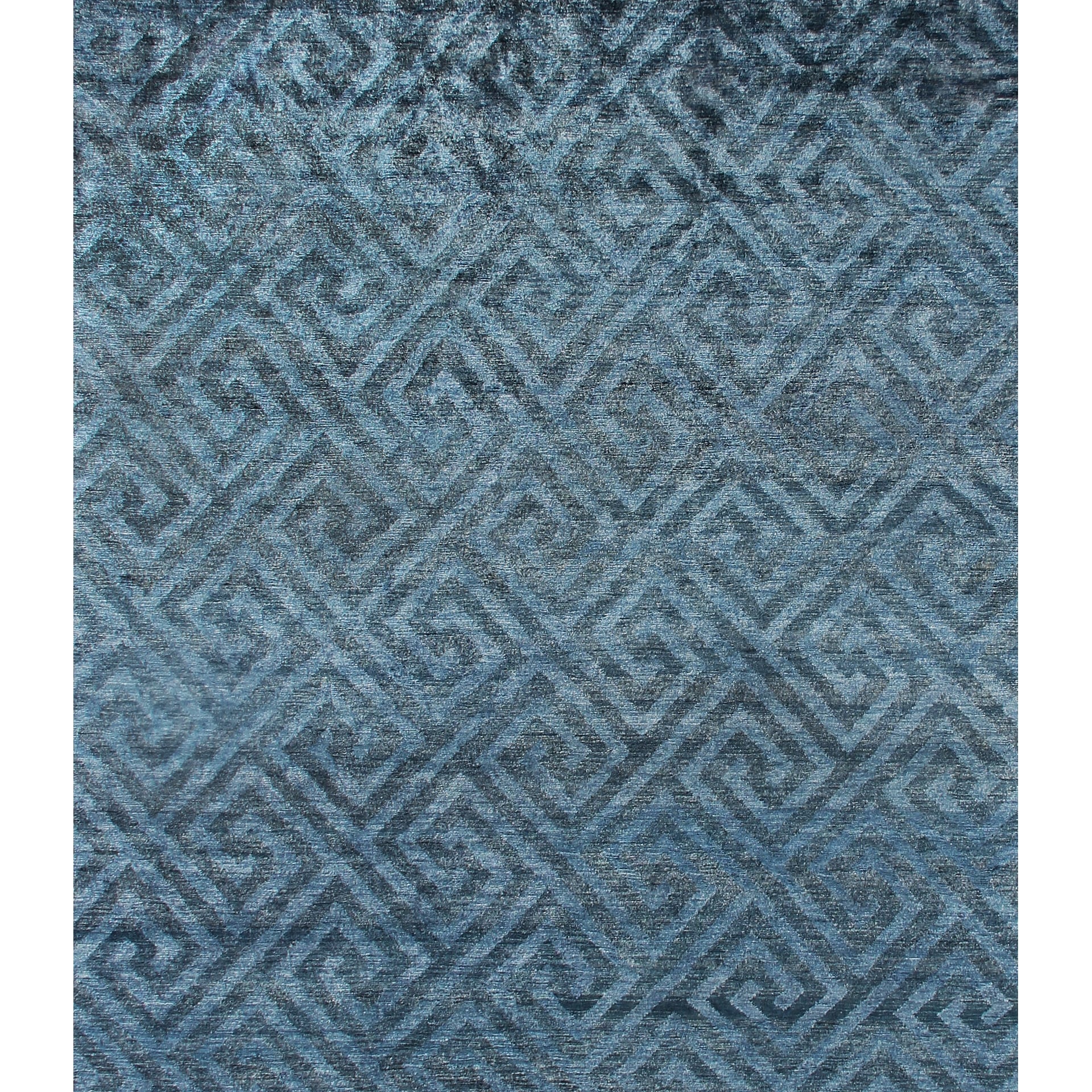 Super Tibetan Hand Knotted Wool Bamboo Silk Aqua Blue Area Rug 12 X 15