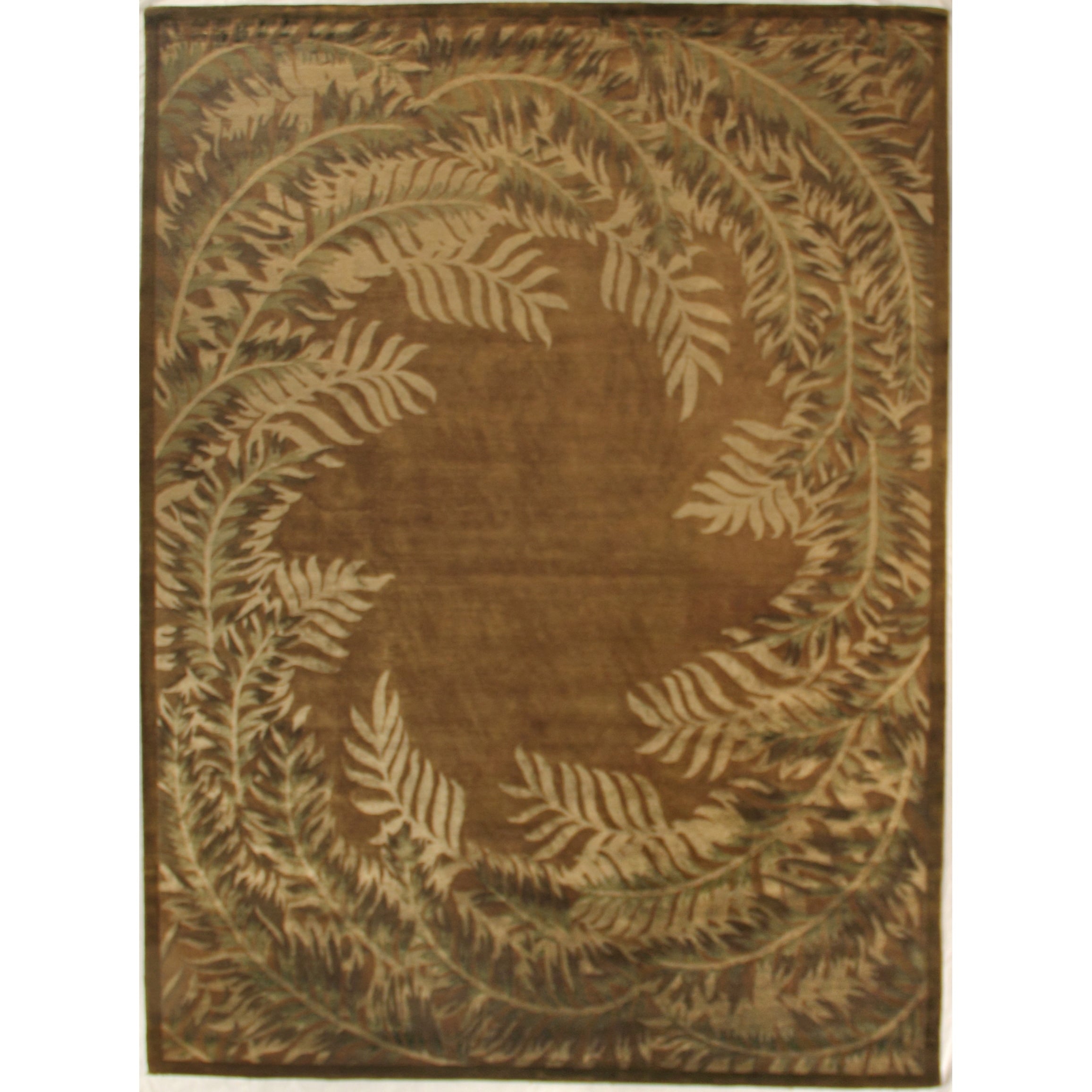 Super Tibetan Hand Knotted Wool Bamboo Silk Sage Area Rug