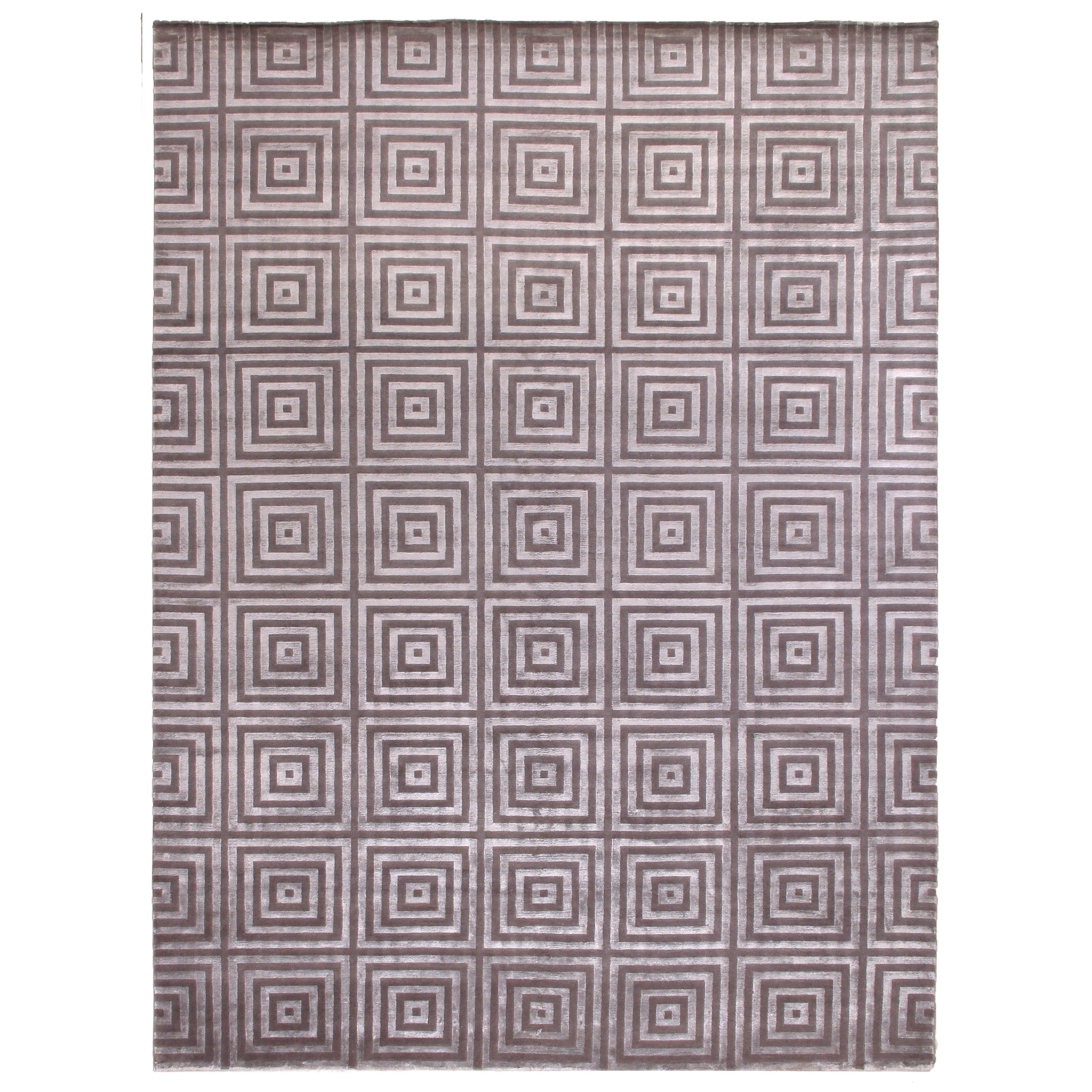 Super Tibetan Hand Knotted Wool Bamboo Silk Silver Gray Area Rug 12 X 15