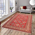 Super Fine Tribal Kazak Dorene Red Beige Hand Knotted Wool Rug 82 X 100 82 X 100