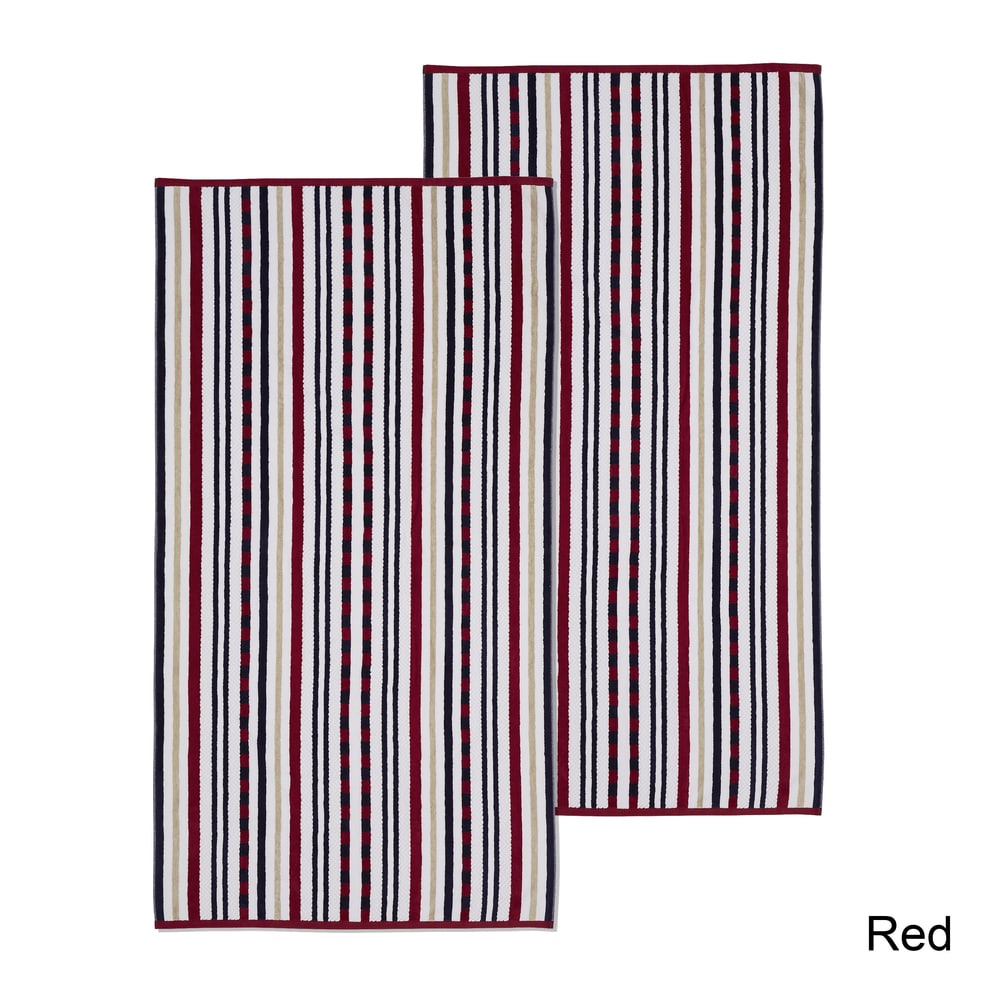 Superior 100 Cotton Stitch Stripe Textured Oversized Beach Towel Set Of 2