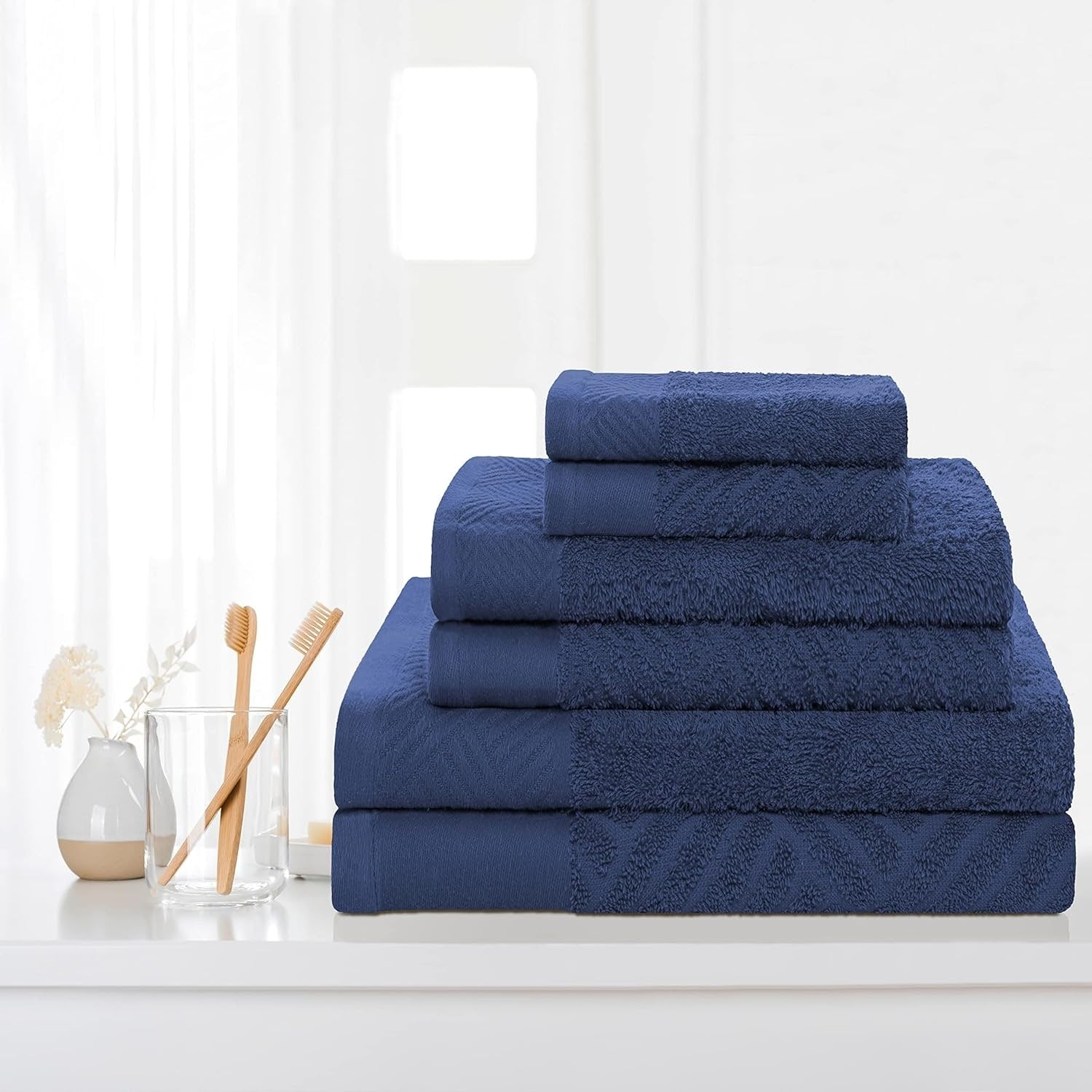 Superior 100 Percent Egyptian Cotton Basket Weave 6 Piece Towel Set