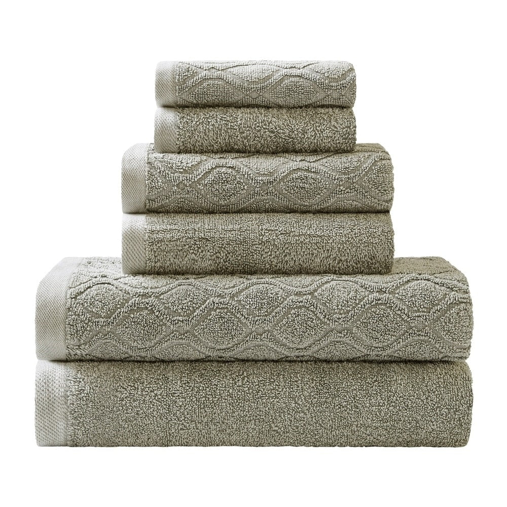 Superior 100 Cotton Jacquard 6 Piece Denim Wash Towel Set