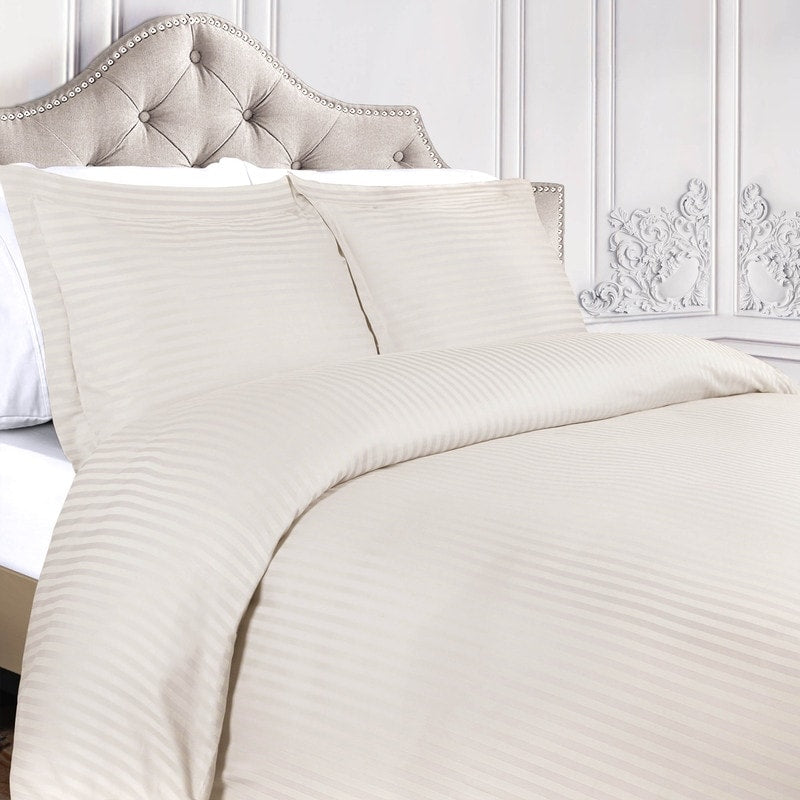 Superior 400 Thread Count Stripe Cotton Sateen Duvet Cover Set