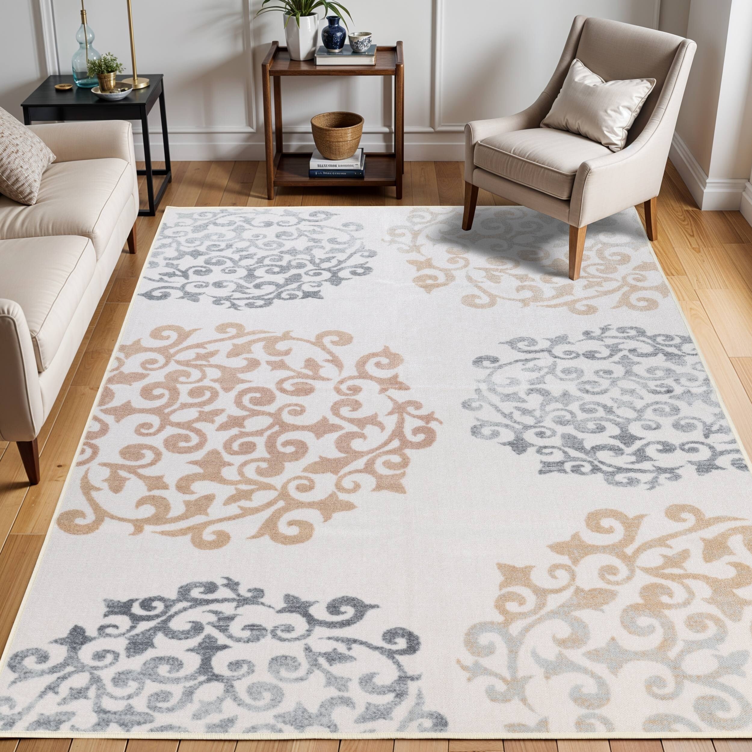 Superior Designer Amber Printed Area Rug Non Slip 8 X10