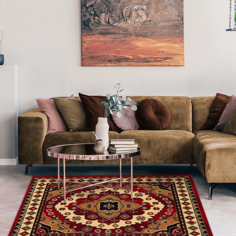 Superior Designer Aztec Red Area Rug 6 X 9